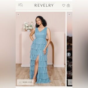 Revelry Clove Tulle Dress in French blue- size 6 in petite maxi.